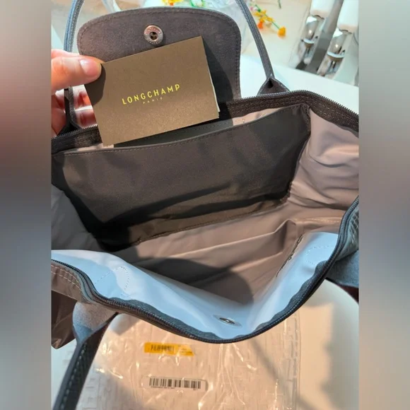 Le Pliage Green M Tote Bag Graphite - Recycled Canvas - Picture 8 of 12